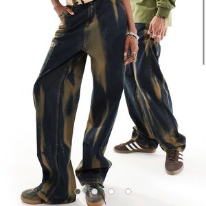 Reclaimed Vintage Dark Blue Wide-Leg Jeans Relaxed Fit